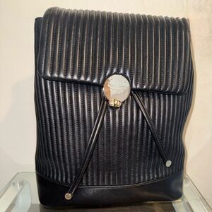 Jimmy Choo Black and Silver Pleated Backpack